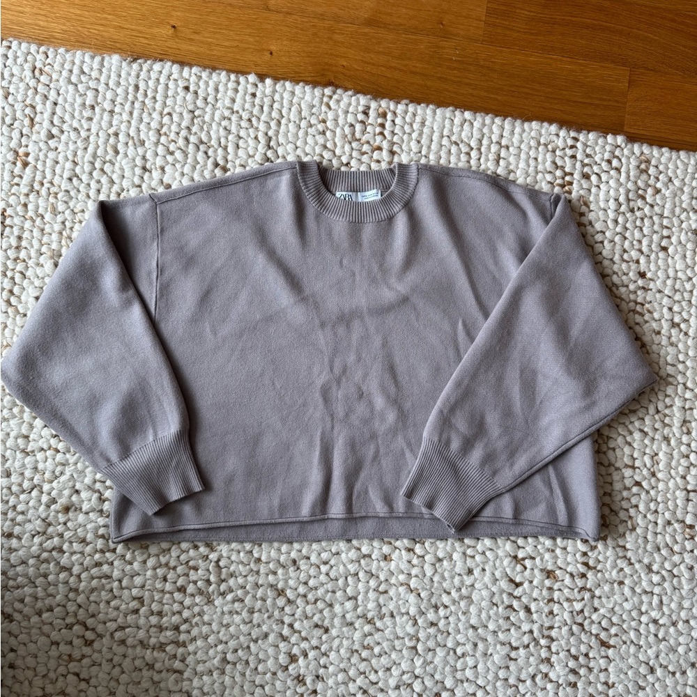 Zara Gray/Mauve Oversized Cropped Sweater